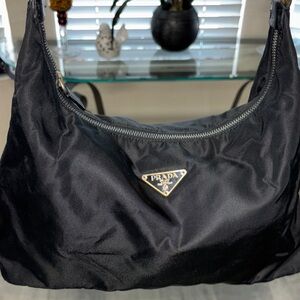 Prada Elegant Black Nylon Shoulder Bag